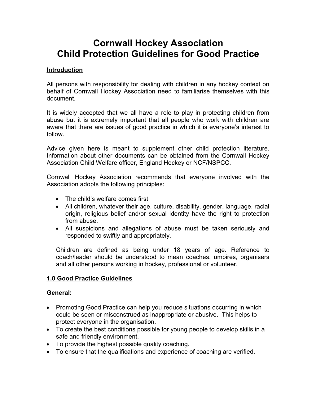 Child Protection Guidelines for Good Practice