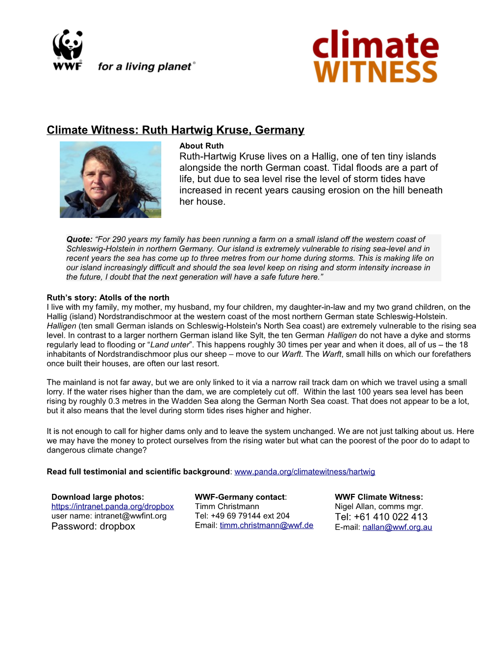 Climate Witness: Ruth Hartwig Kruse, Germany