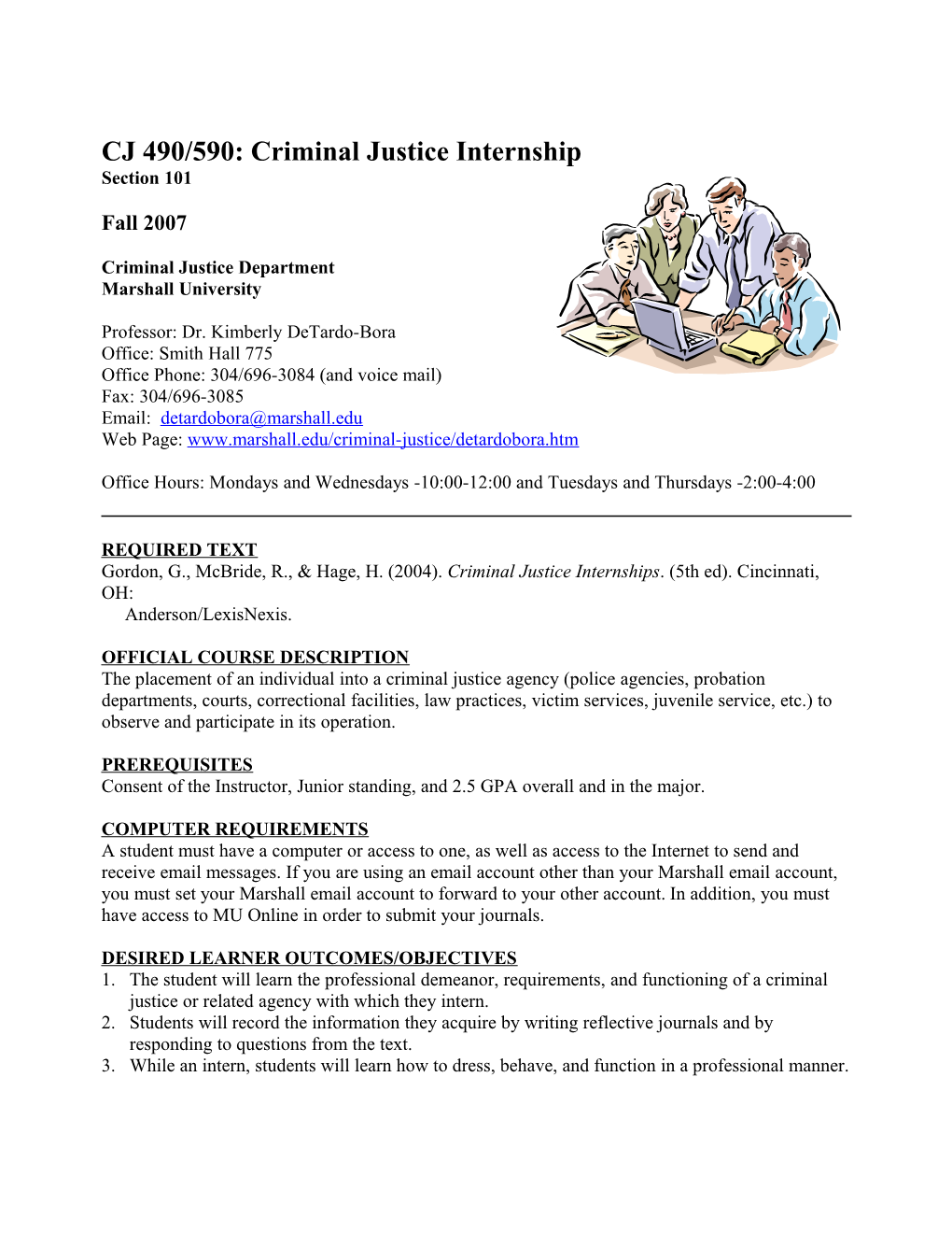 CJ 490/590: Criminal Justice Internship