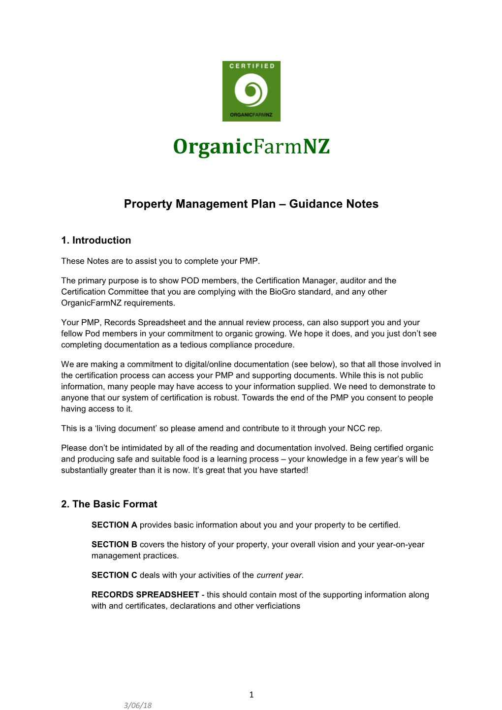 Property Management Plan Guidance Notes