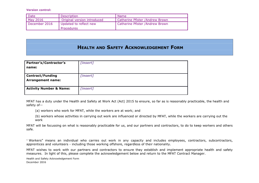 HS Acknowledgement Form DRAFT 25 Nov