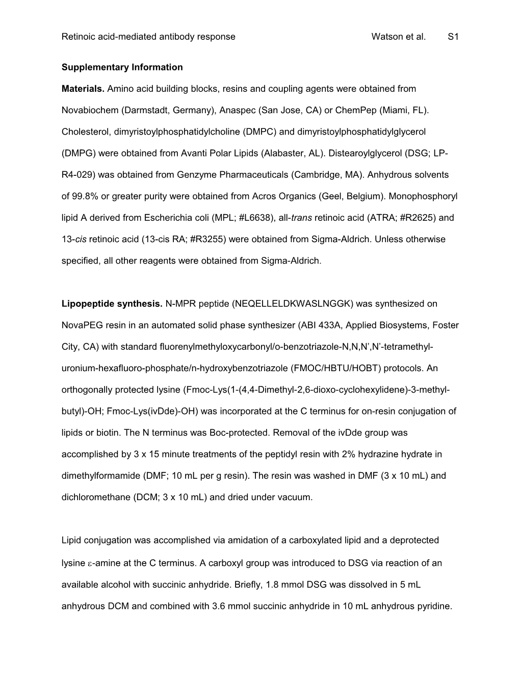 Retinoic Acid-Mediated Antibody Responsewatson Et Al