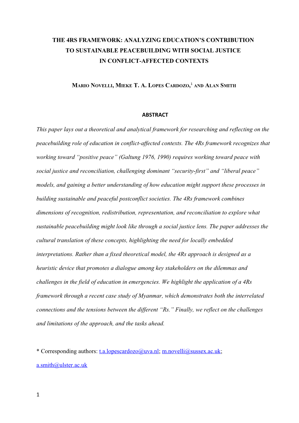 The 4Rs Framework: Analyzing Education S Contribution