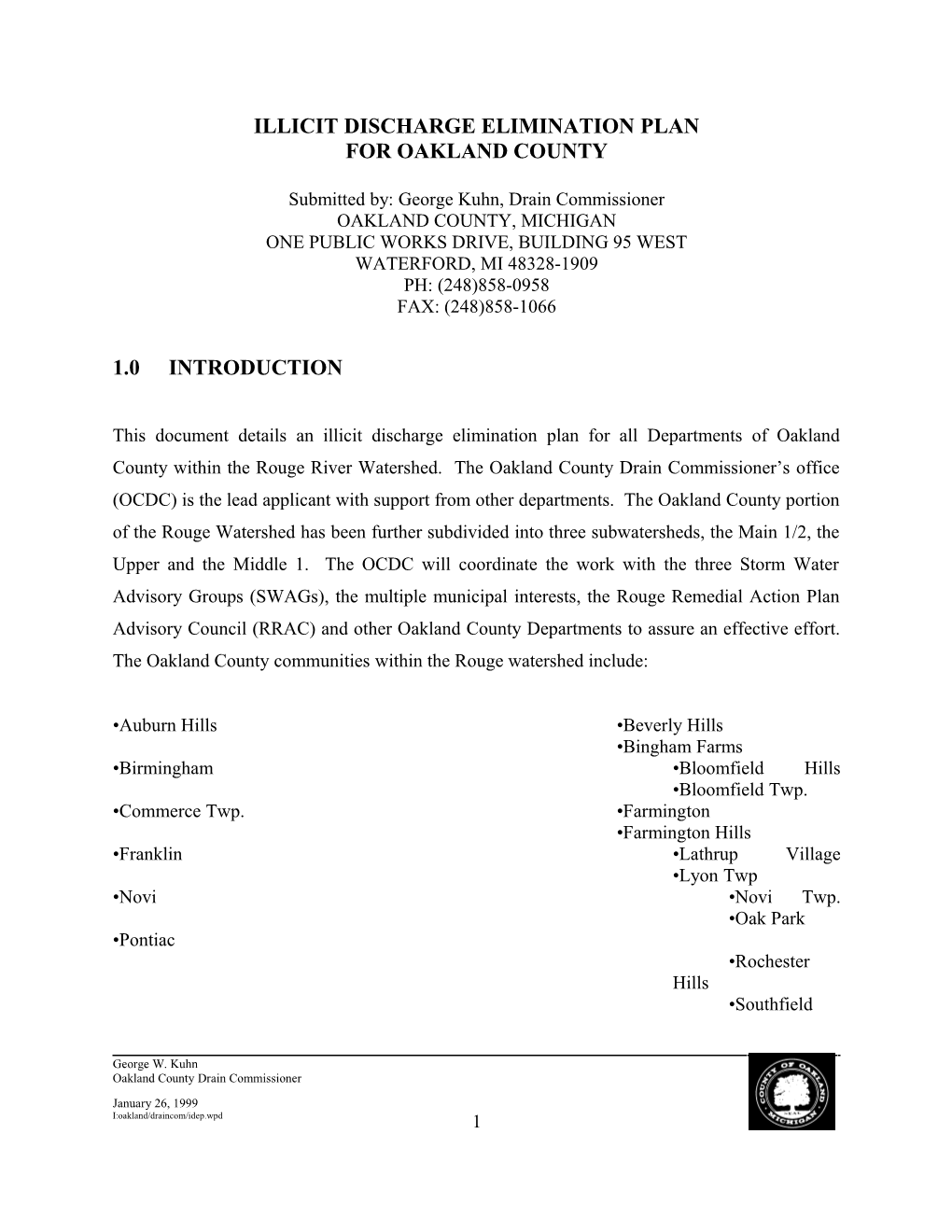 Illicit Discharge Elimination Plan