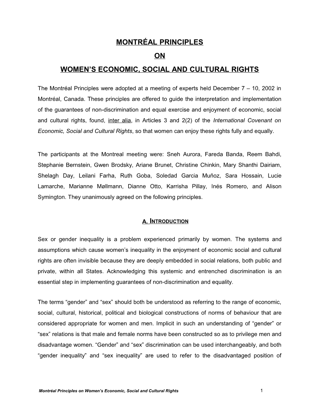 Women S Economic, Social and Cultural Rights