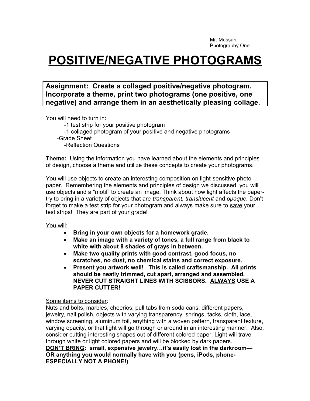 Positive/Negative Photograms