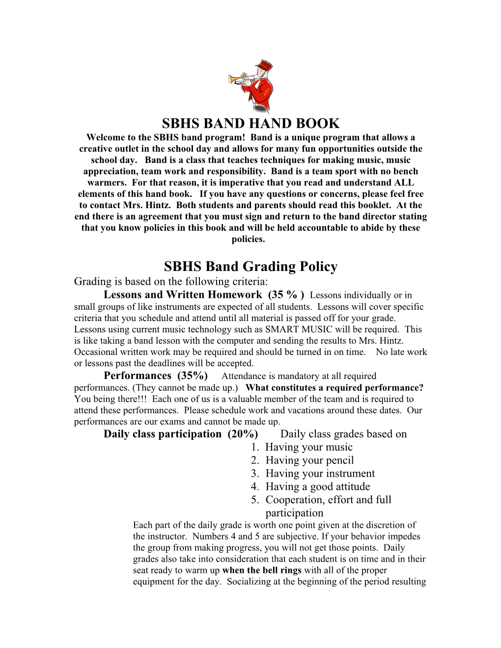 SBHS Band Handbook