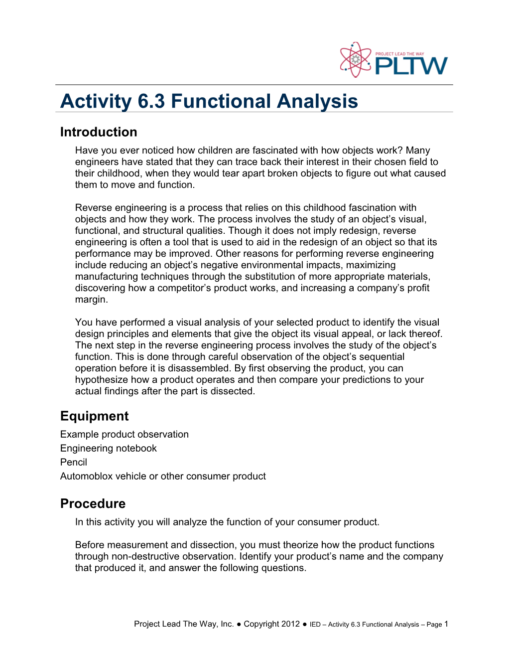 Activity 6.3 Functional Analysis