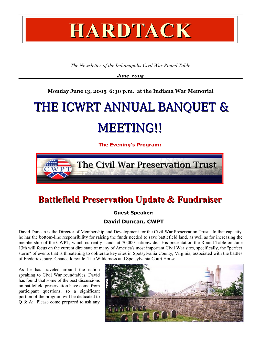 The Newsletter of the Indianapolis Civil War Round Table s1