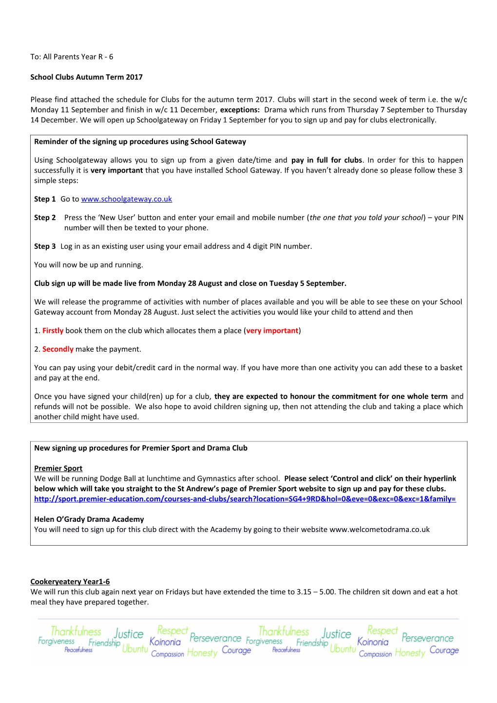 Reminder of the Signing up Procedures Using School Gateway