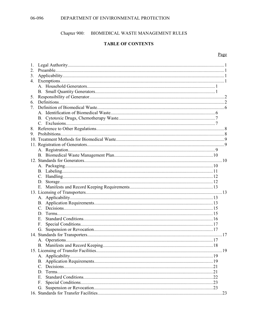 Chapter 900: BIOMEDICAL WASTE MANAGEMENT RULES