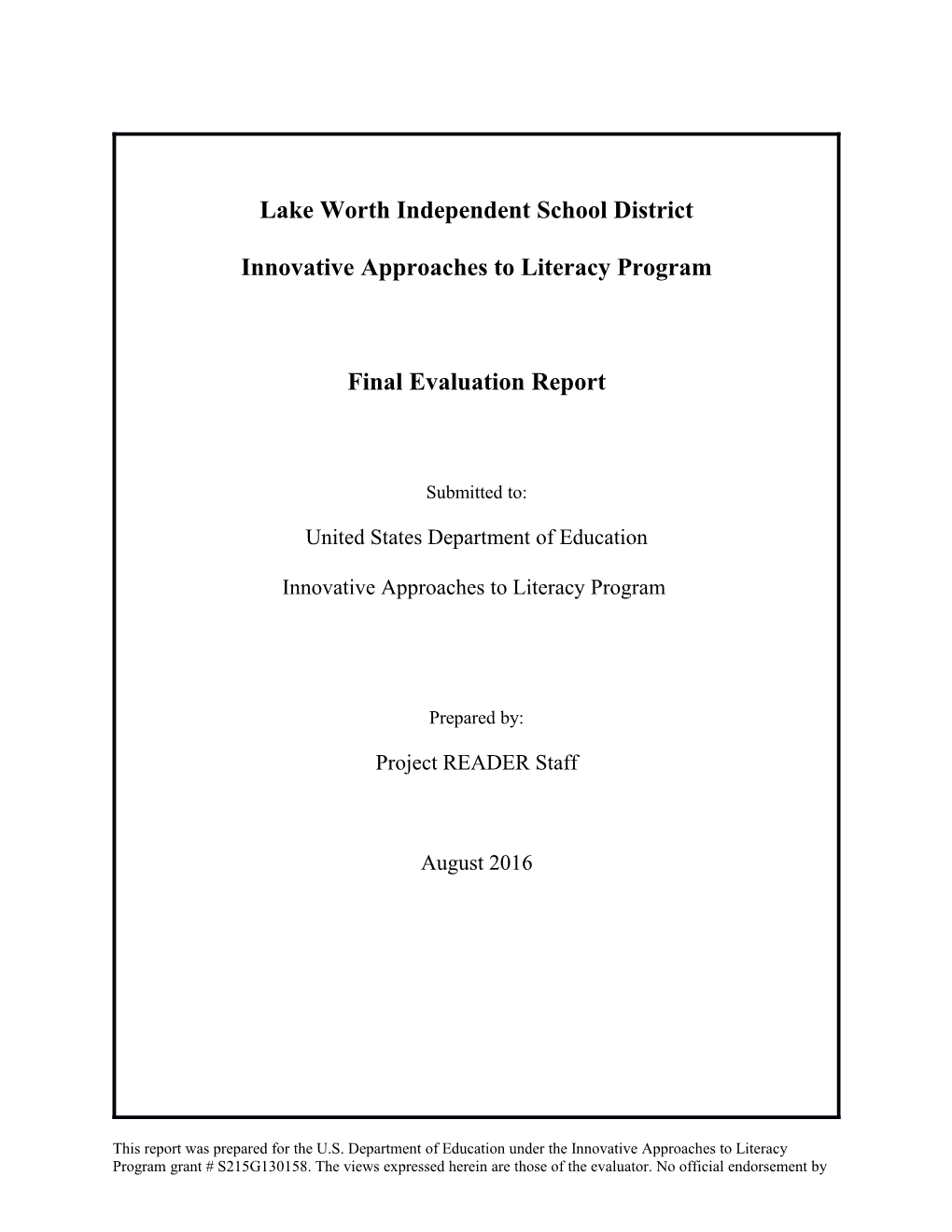 Lake Worth Evaluation Report (MS Word)