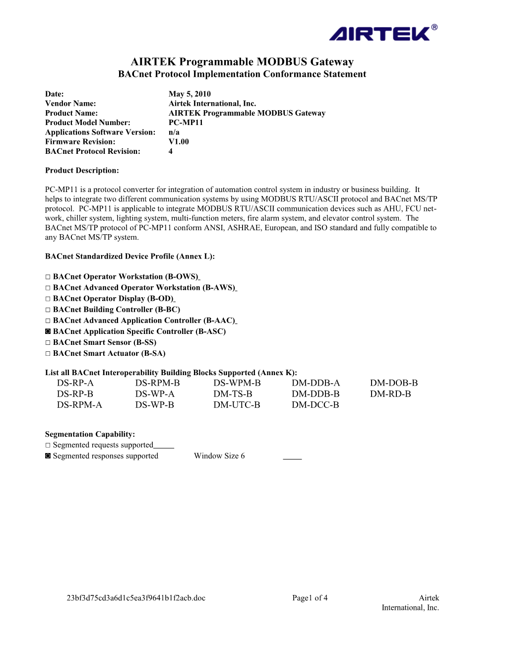 Annex a - Protocol Implementation Conformance Statement (Normative)