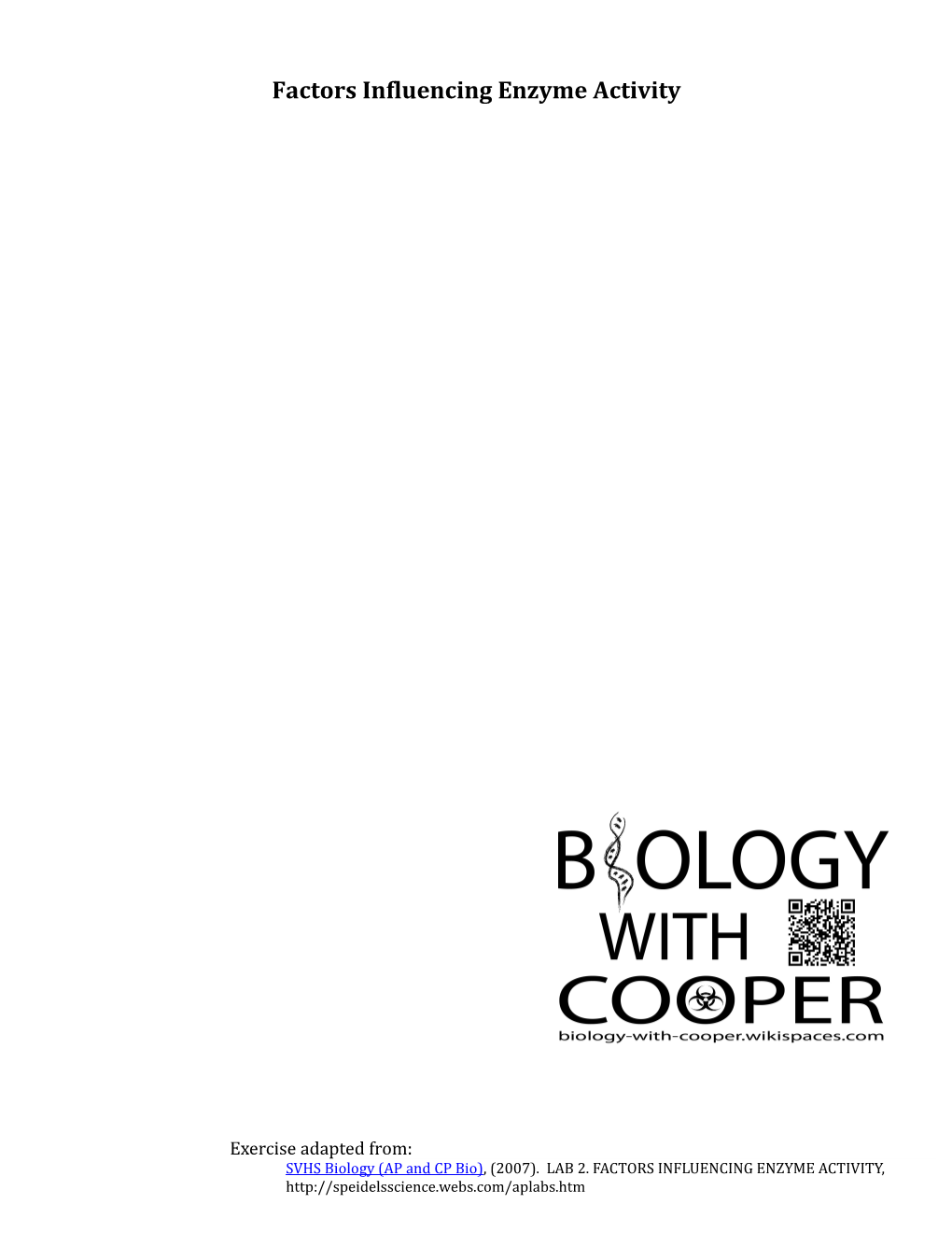 Factors Influencing Enzyme Activity