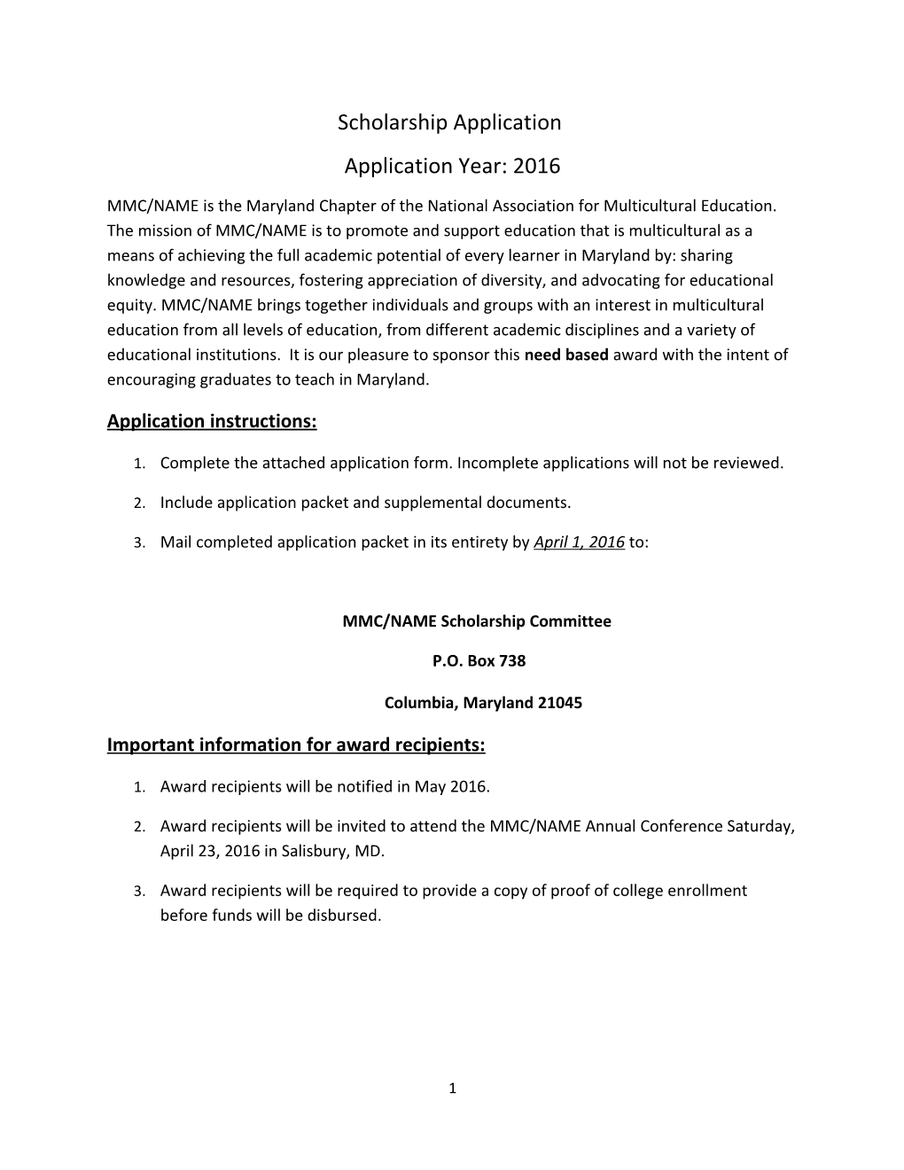 Scholarship Application s2