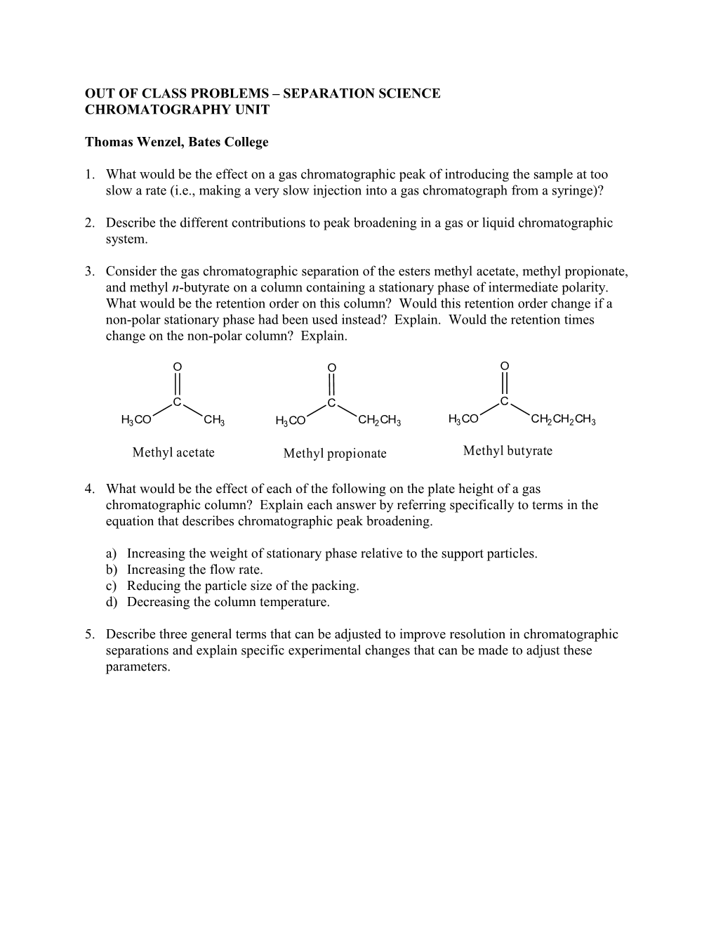 Chem 212 Chromatography Out-Of-Class Assignment Due ______