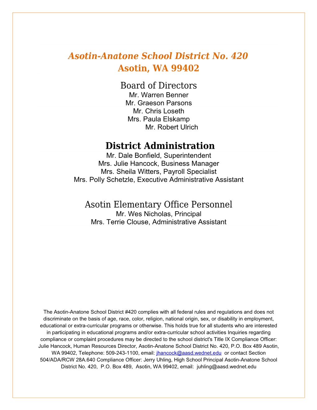 Asotin-Anatone School District No. 420