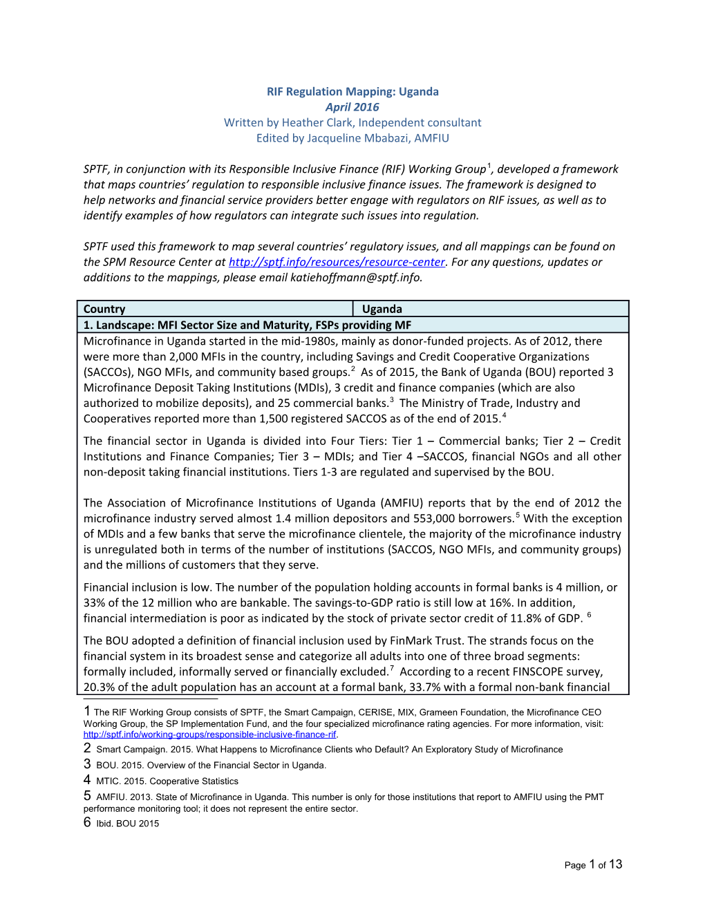 RIF Regulation Mapping: Uganda