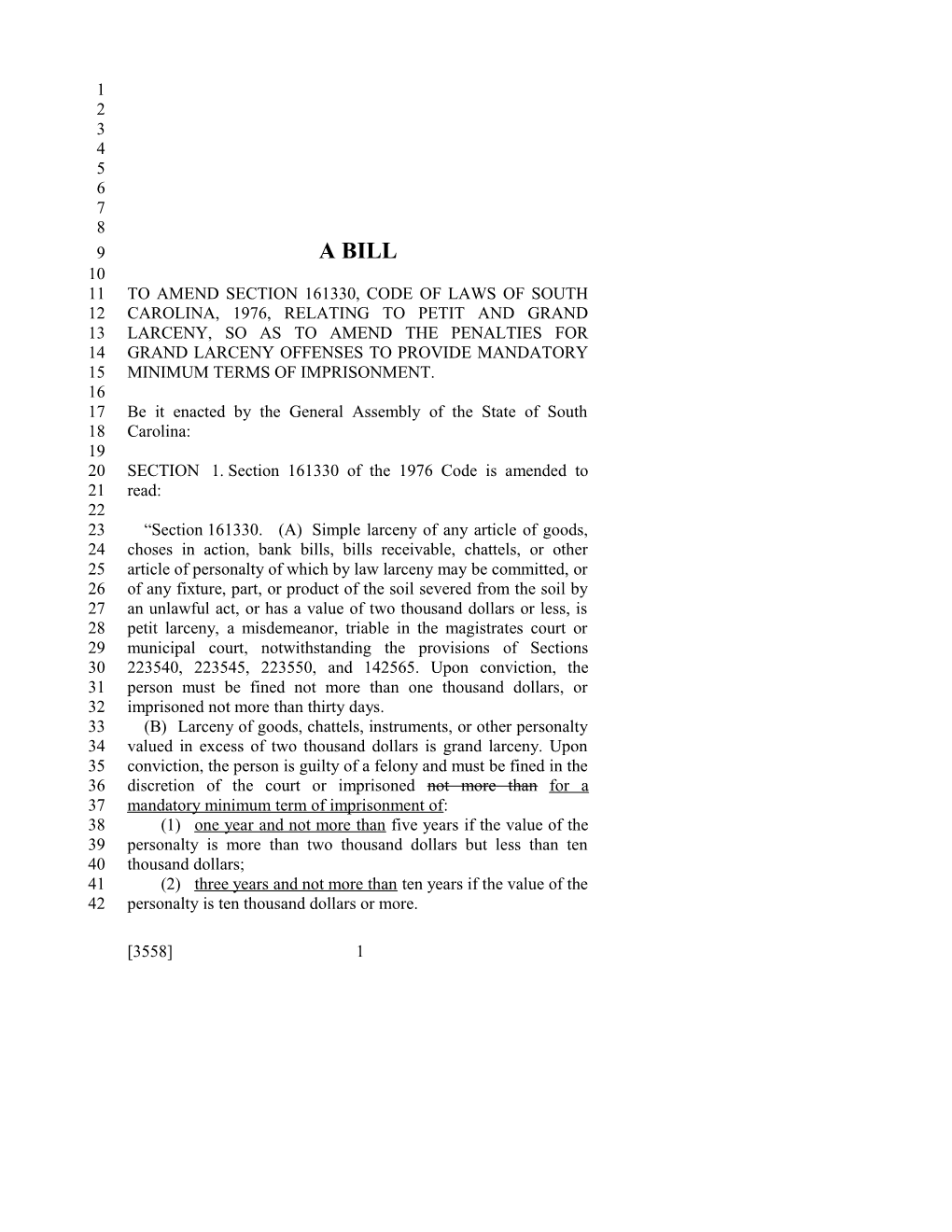 2017-2018 Bill 3558 Text of Previous Version (Jan. 24, 2017) - South Carolina Legislature Online