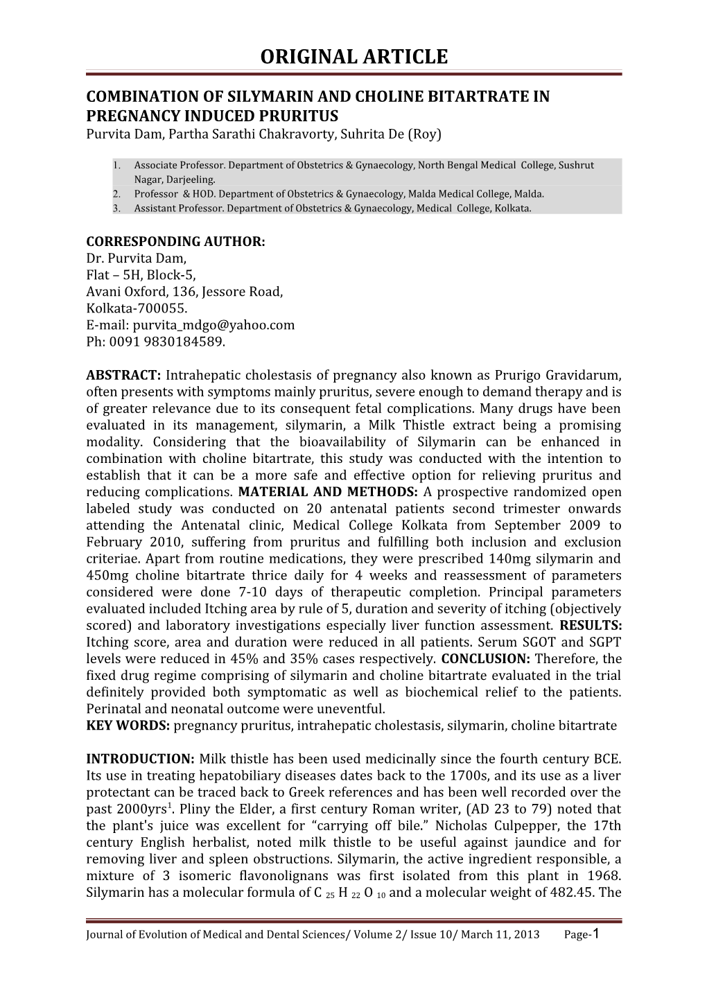 Combination of Silymarin and Choline Bitartrate in Pregnancy Induced Pruritus