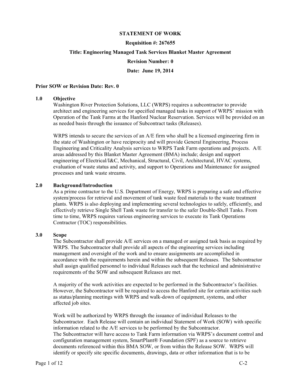 Title: Engineering Managed Task Services Blanket Master Agreement