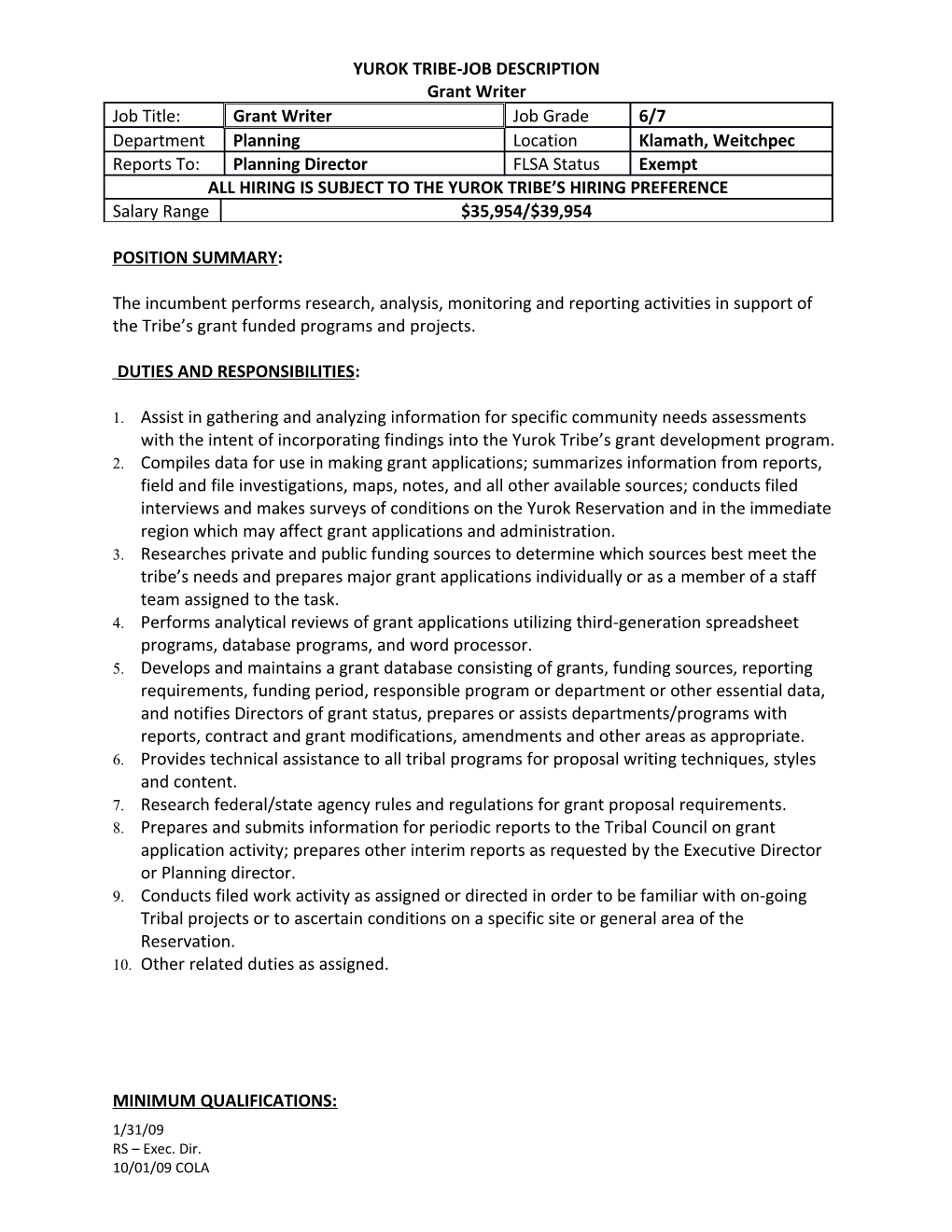 Yurok Tribe-Job Description s2