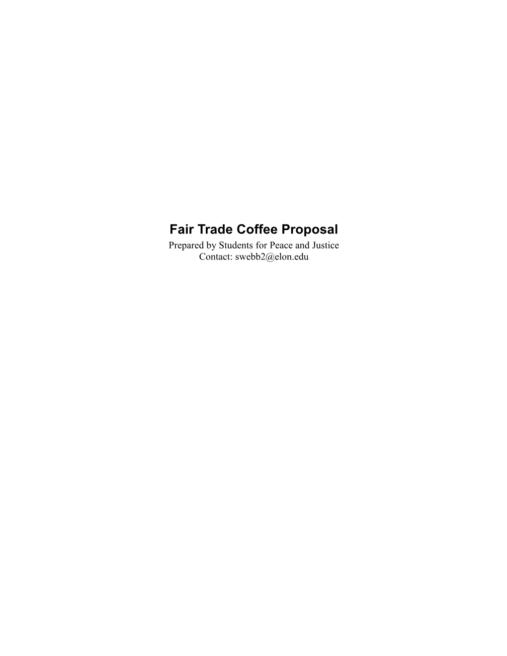 Fair Trade Coffee Proposal