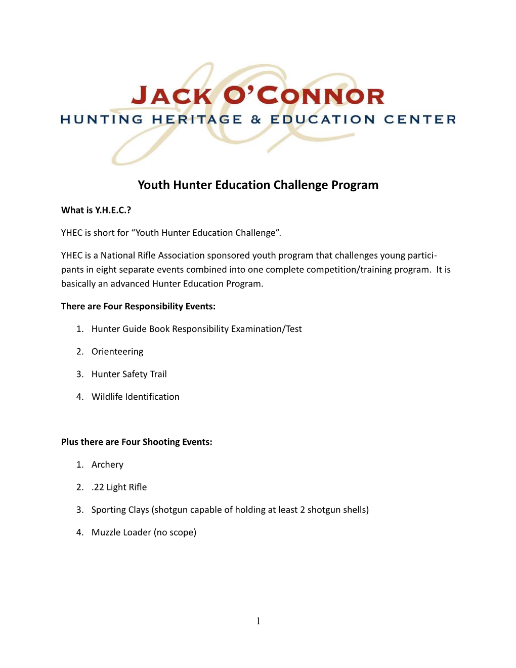 Youth Hunter Education Challenge Program