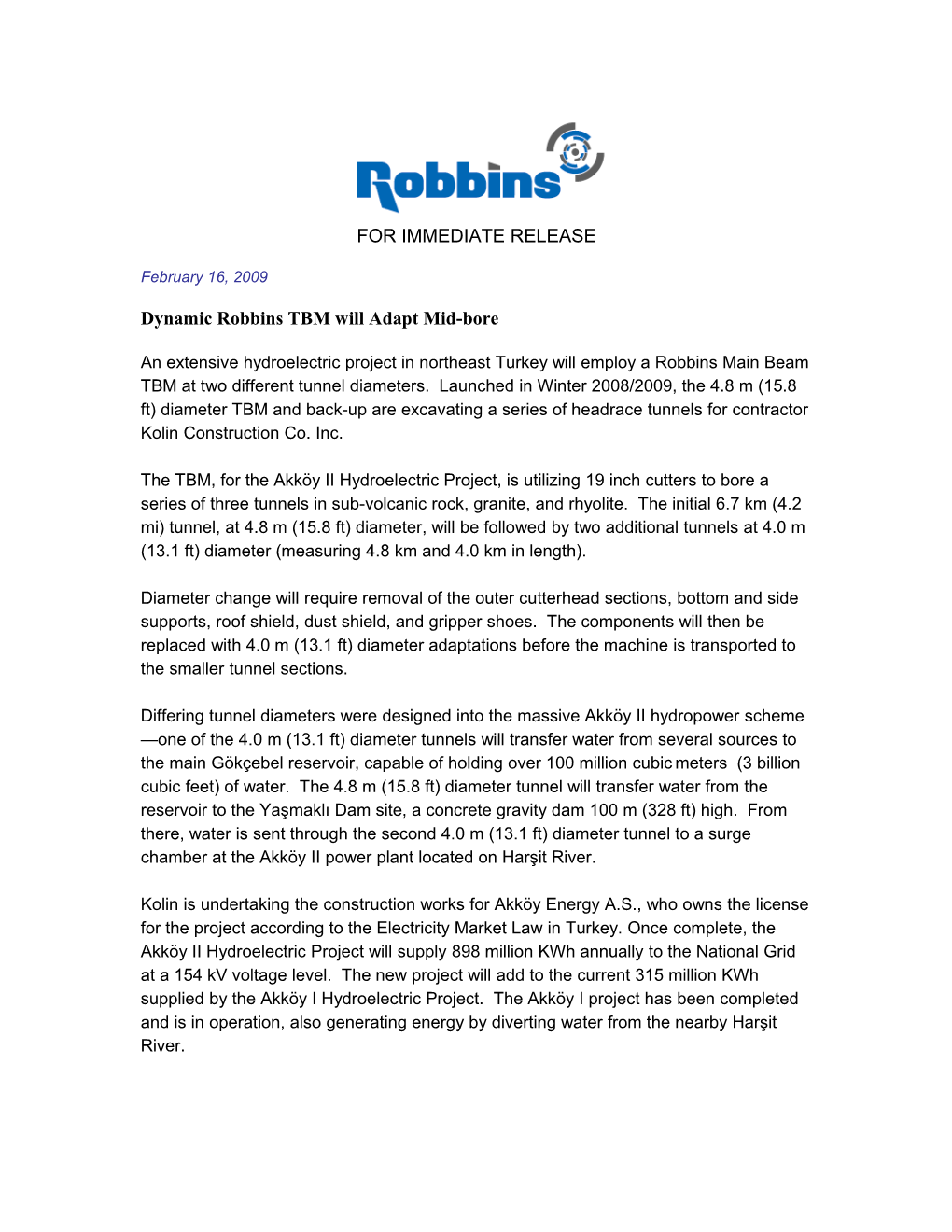 Dynamic Robbins TBM Will Adapt Mid-Bore