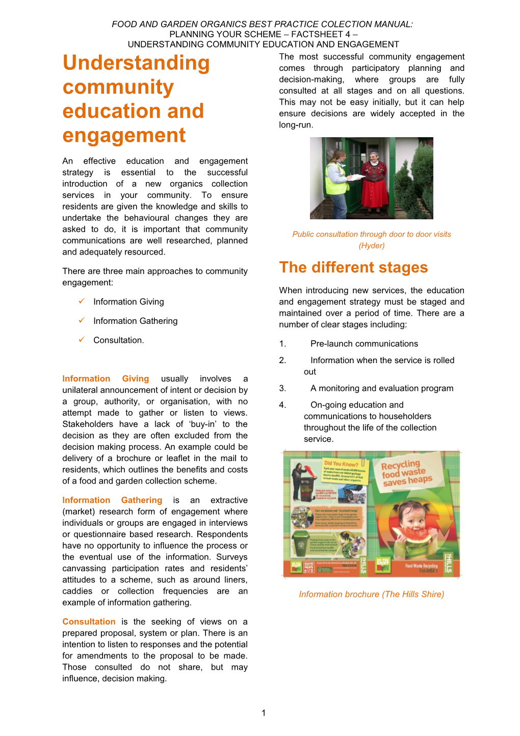 Understanding Community Education and Engagement - Fact Sheet
