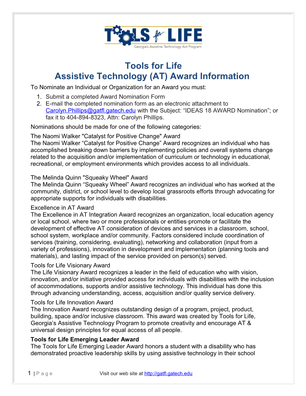 Assistive Technology (AT) Award Information