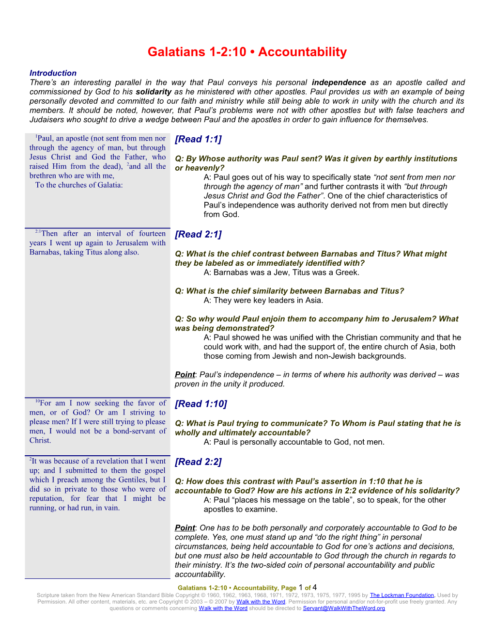 Galatians 1-2:10 Accountability