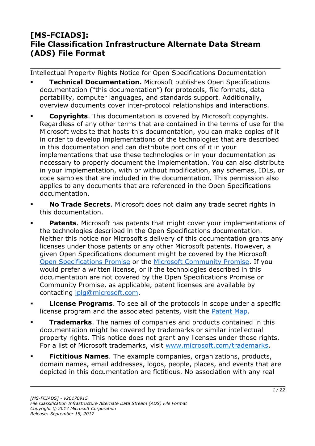 File Classification Infrastructure Alternate Data Stream (ADS) File Format