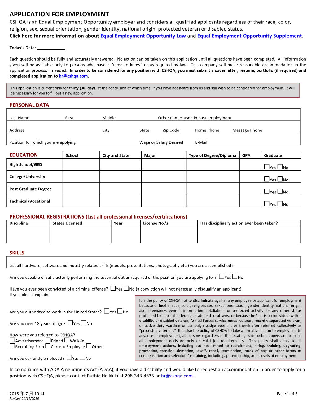 Application for Employment s112