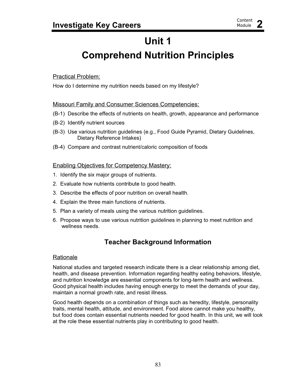 Comprehend Nutrition Principles