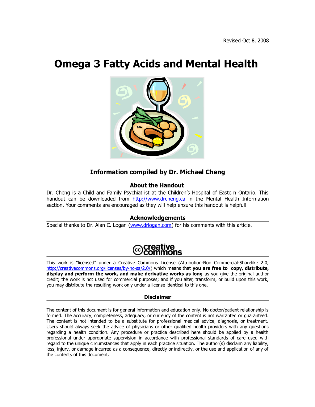 Omega 3 Fatty Acids and Mental Health