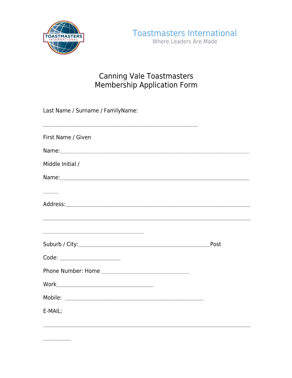 Canning Vale Toastmasters