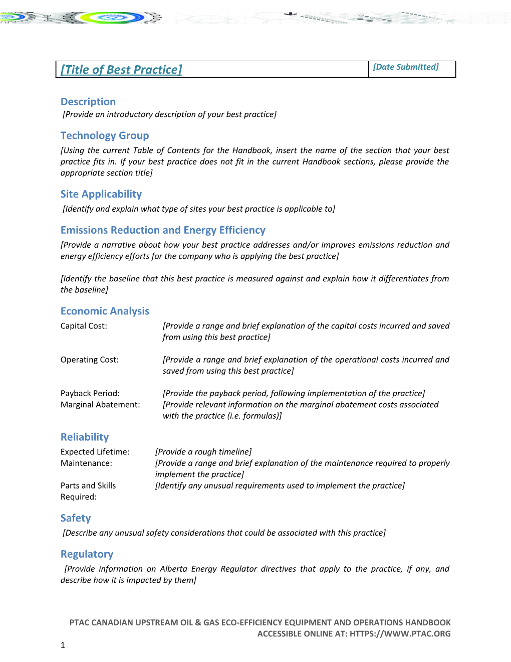 PTAC CANADIAN Upstream Oil & Gas Eco-Efficiency Equipment and Operations Handbook ACCESSIBLE