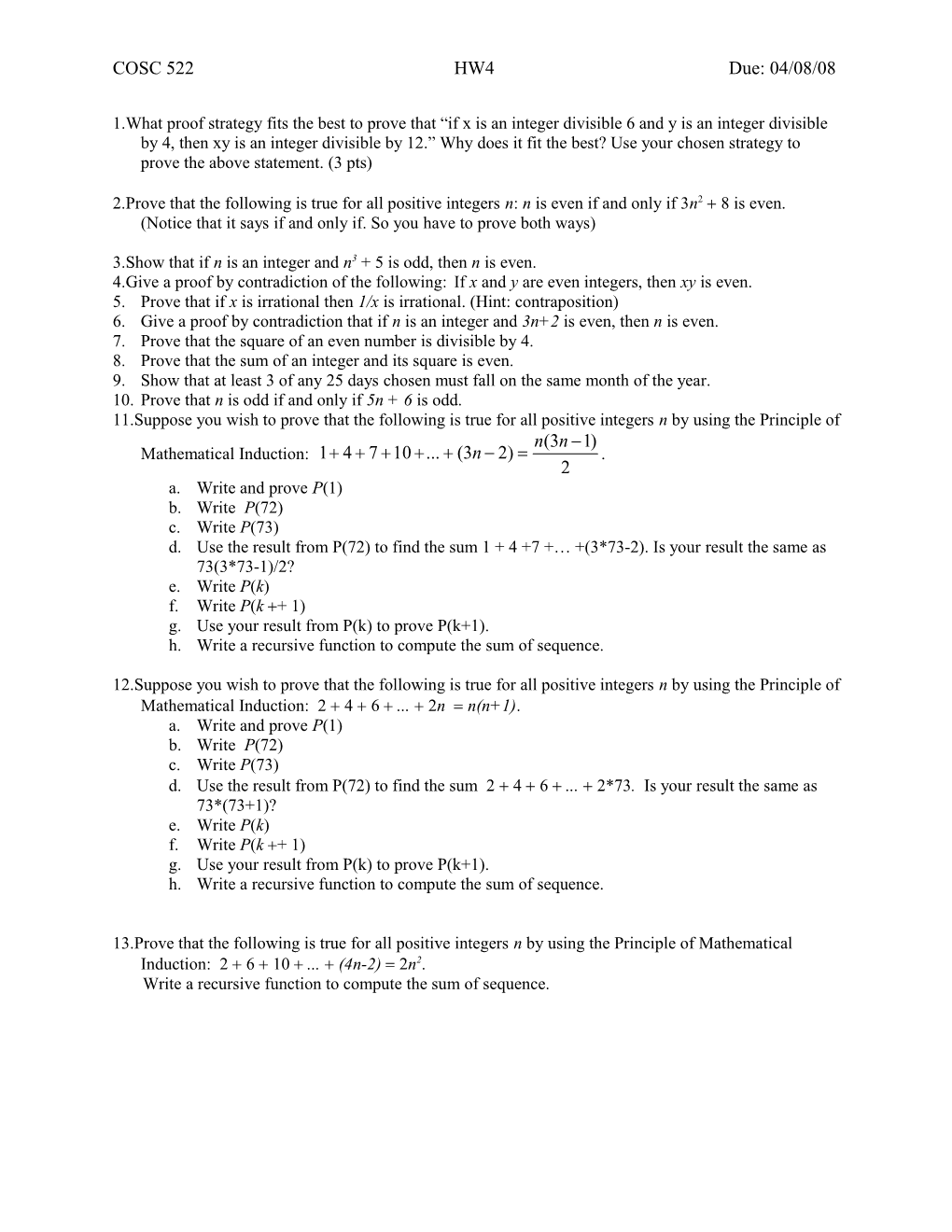 Show That If N Is an Integer and N3 + 5 Is Odd, Then N Is Even