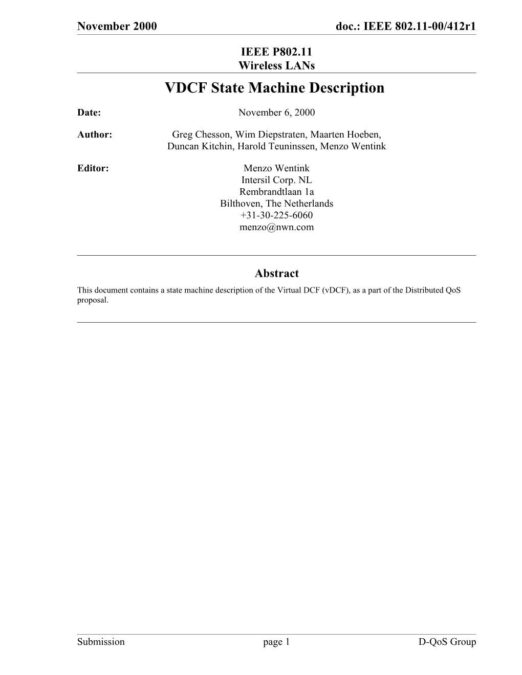 VDCF State Machine Description