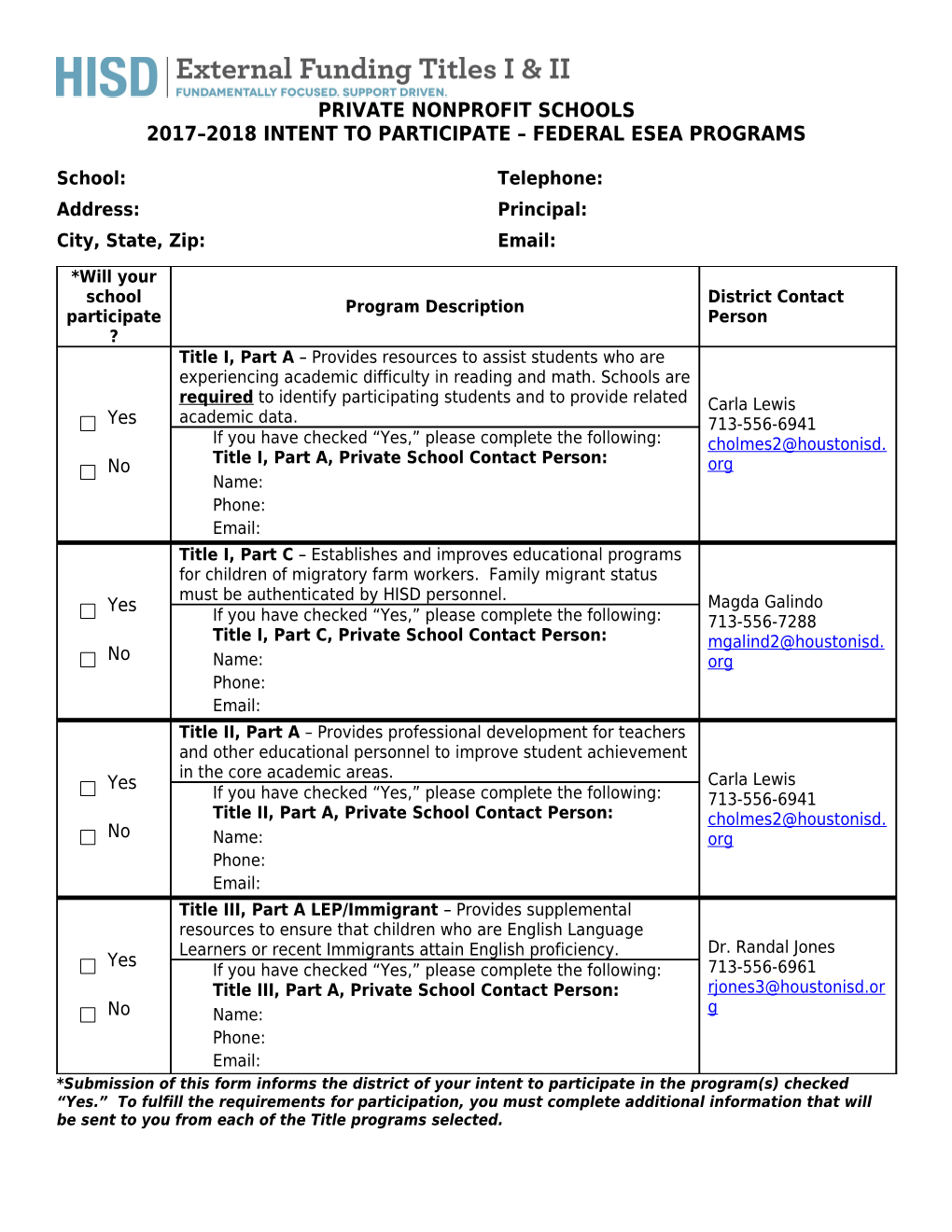 2017 2018 Intent to Participate Federal Esea Programs