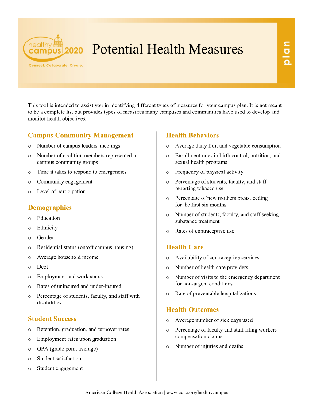 This Tool Is Intended to Assist You in Identifying Different Types of Measures for Your