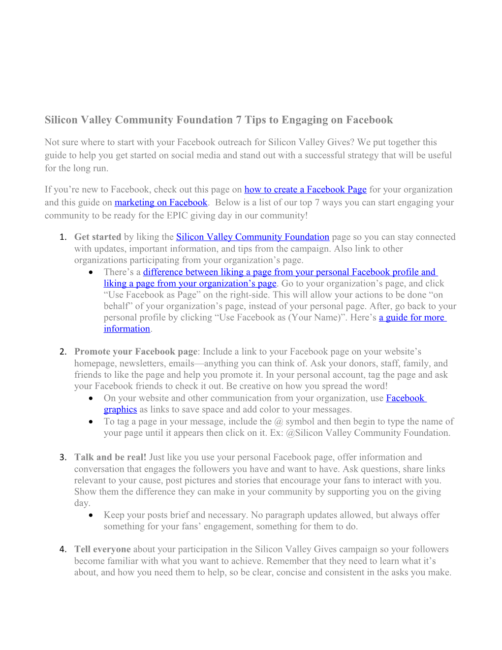 Silicon Valley Community Foundation 7 Tips to Engaging on Facebook