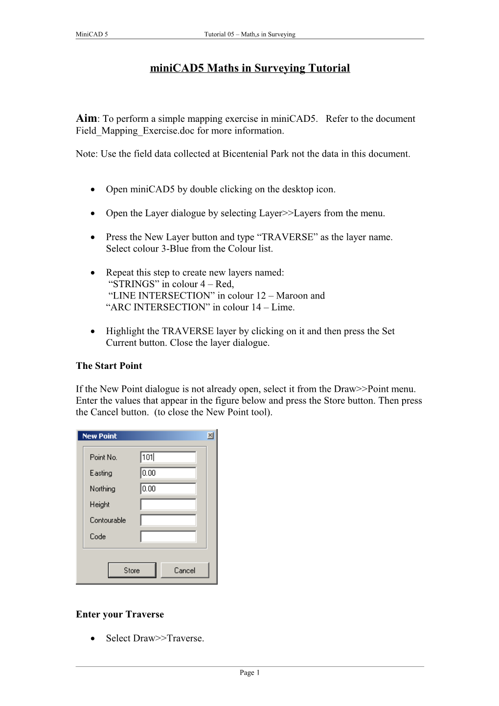 Minicad 5 Tutorial 05 Math,S in Surveying