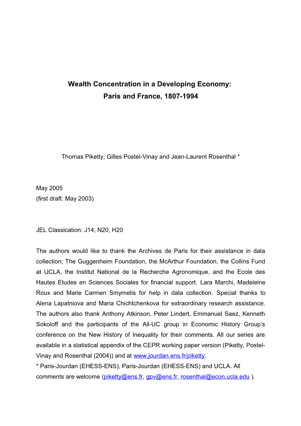 Wealth Concentration in a Developing Economy