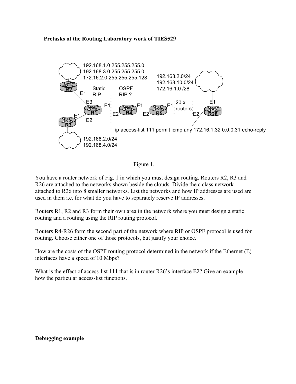 Pretasks of the Routing Laboratory Work of TIES529