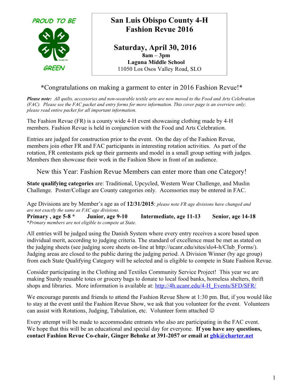 San Luis Obispo County 4-H Youth Development Program