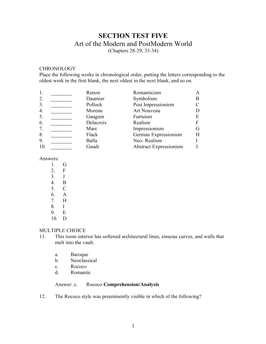 Section Test Five