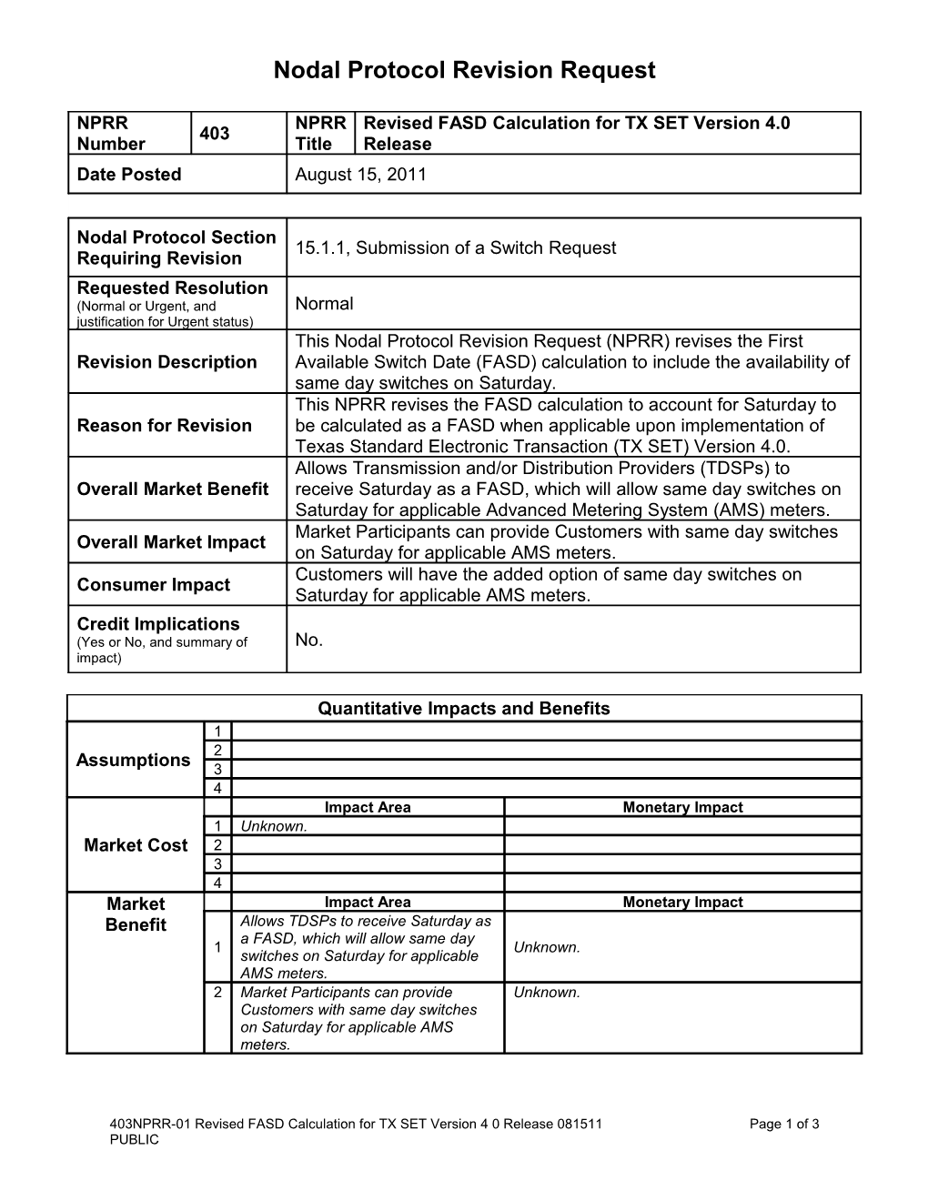 Nodal Protocol Revision Request