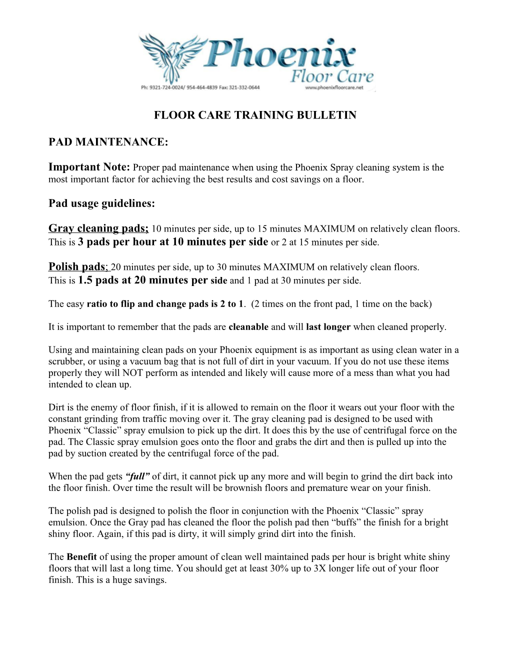 Floor Care Training Bulletin